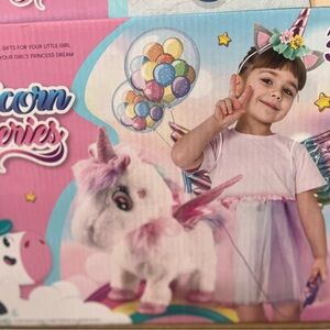 Plush White Unicorn Toy with Pink Mane and Wings